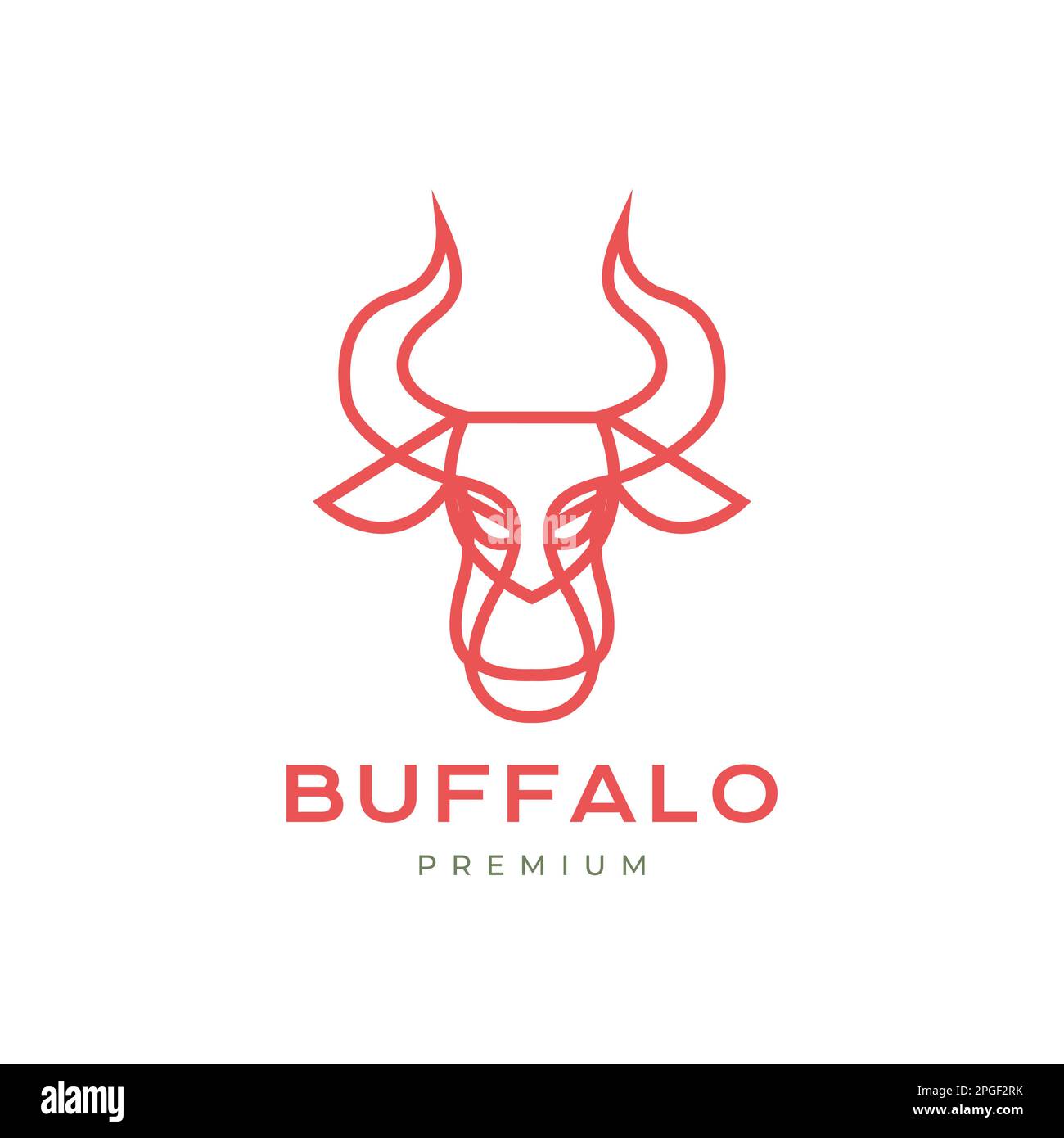 face forte corned buffalo bétail ligne de bétail moderne minimal logo design vecteur Illustration de Vecteur