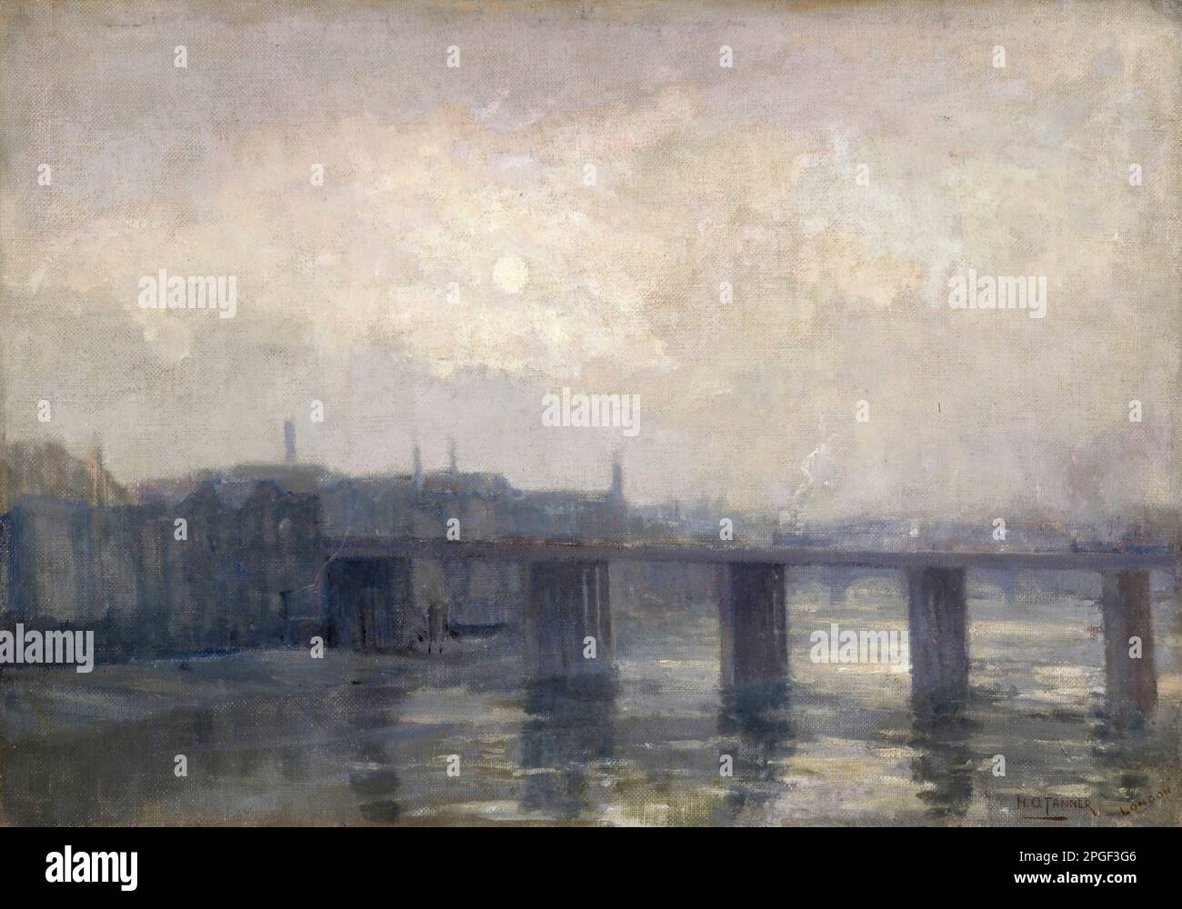 Low Tide, Cannon Street Bridge par l'artiste américain Henry Ossawa Tanner (1859-1937), huile sur toile, c. 1901-03 Banque D'Images