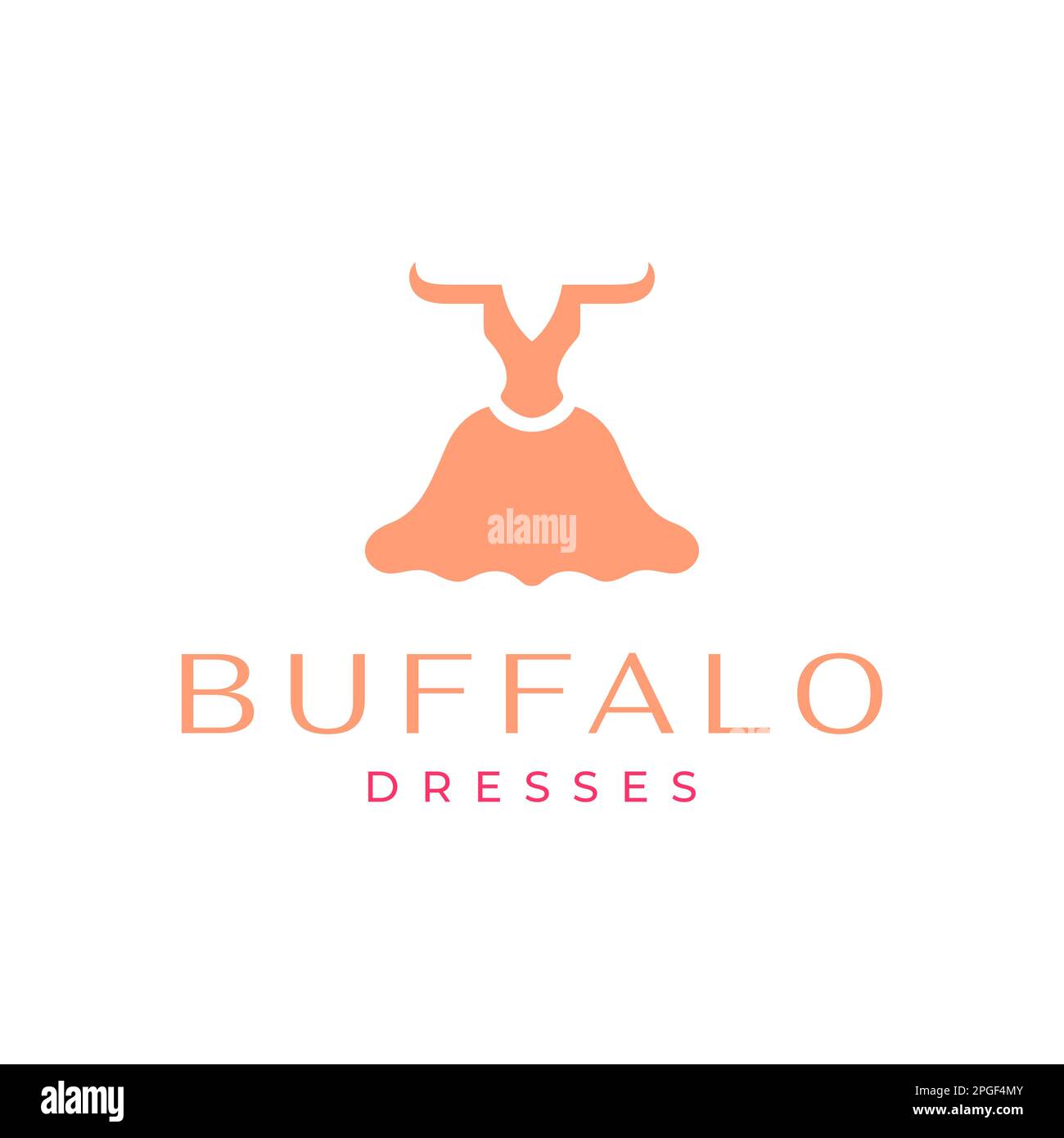 buffalo head corned avec femmes robe féminine logo design vecteur Illustration de Vecteur