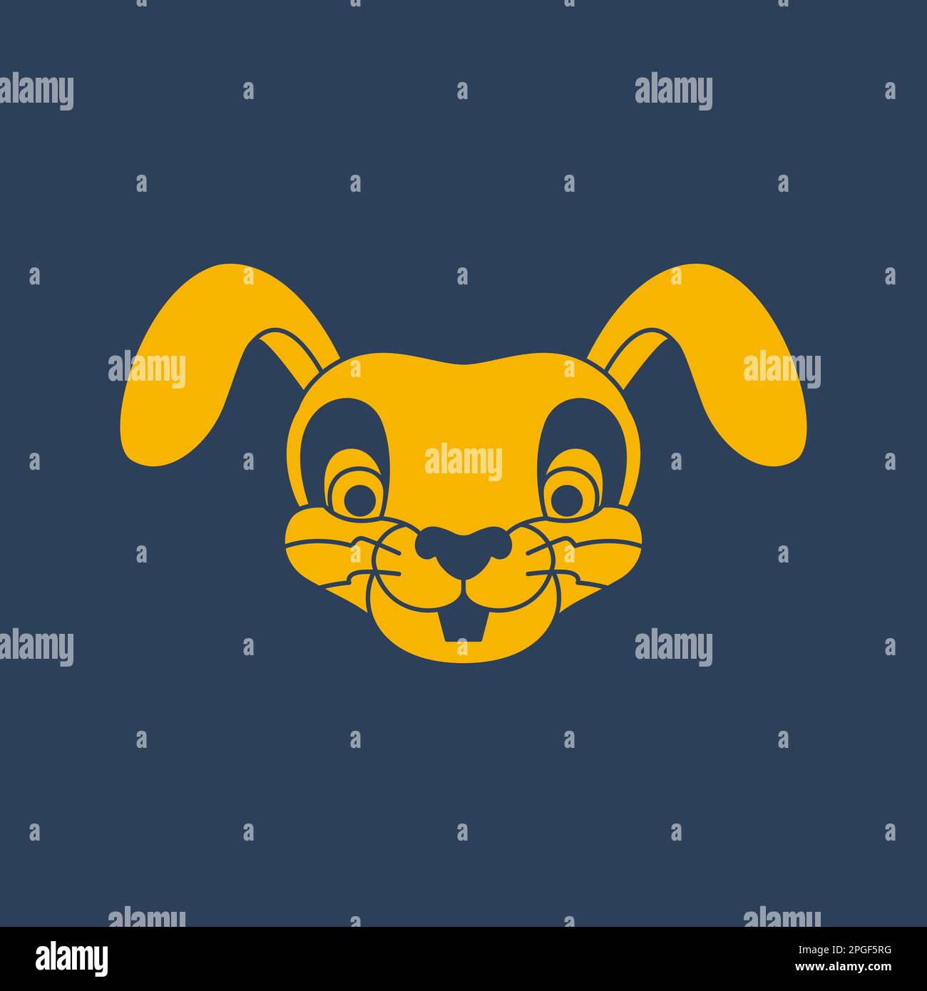 animaux lapin lapin lapin visage tête longue oreille mascotte dessin animé mignon plat logo design vecteur Illustration de Vecteur