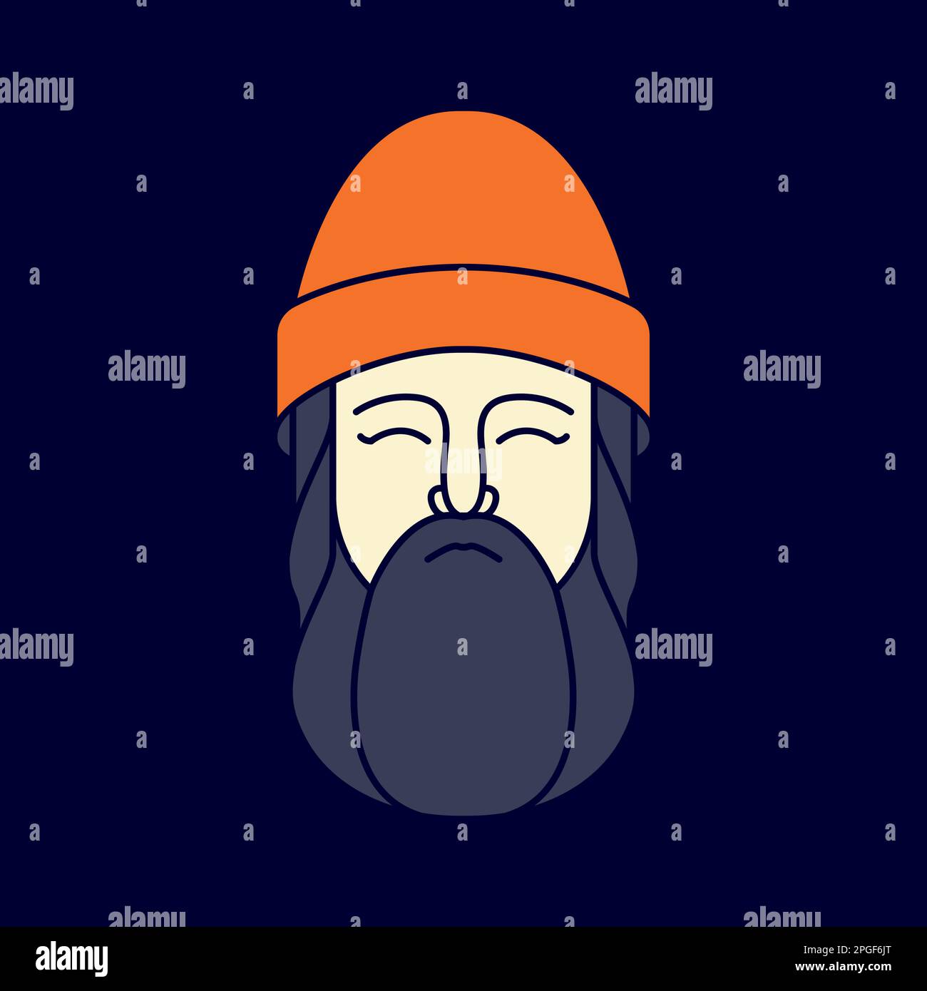 cool man visage tête bushy barbe portant bonnet coloré mascotte logo design vecteur Illustration de Vecteur