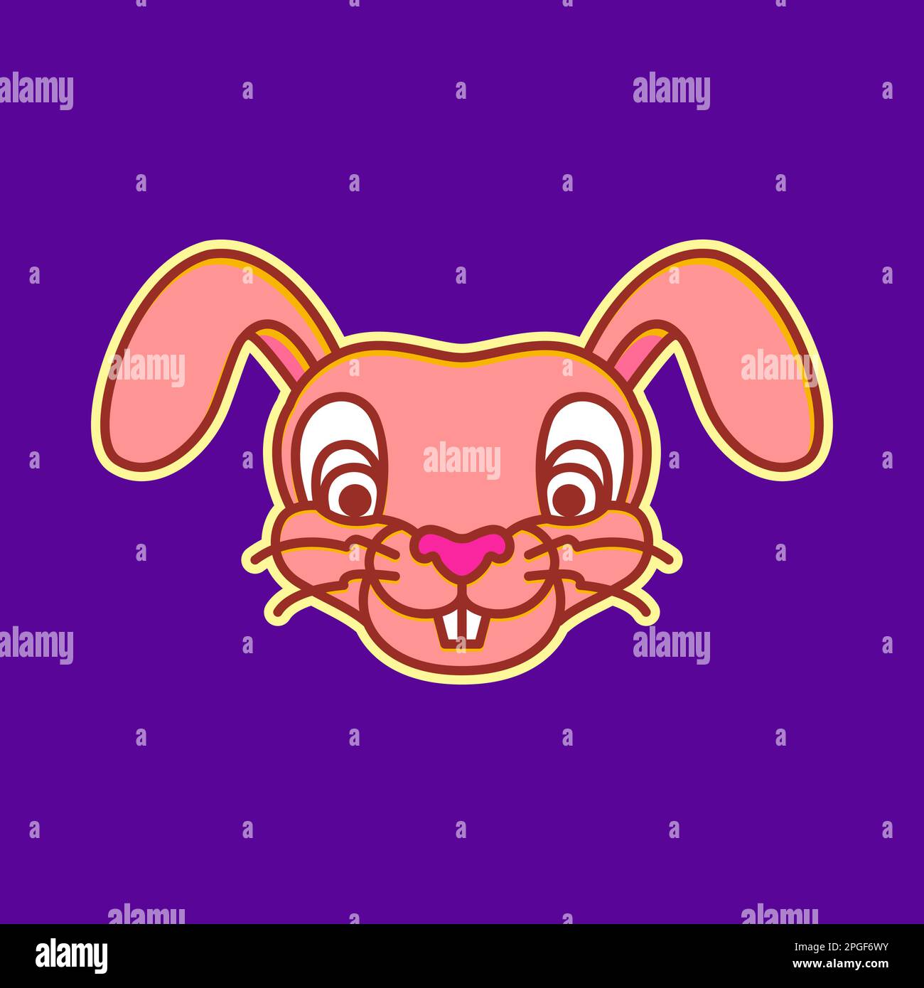 animaux lapin lapin lapin visage tête longue oreille mascotte dessin animé mignon coloré moderne logo design vecteur Illustration de Vecteur