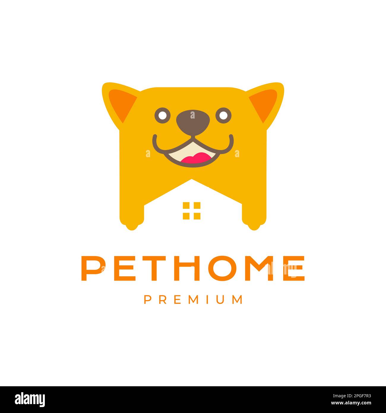 tête animaux chien canine paw chiot maison cage sourire heureux bande dessinée mascotte coloré logo design vecteur Illustration de Vecteur