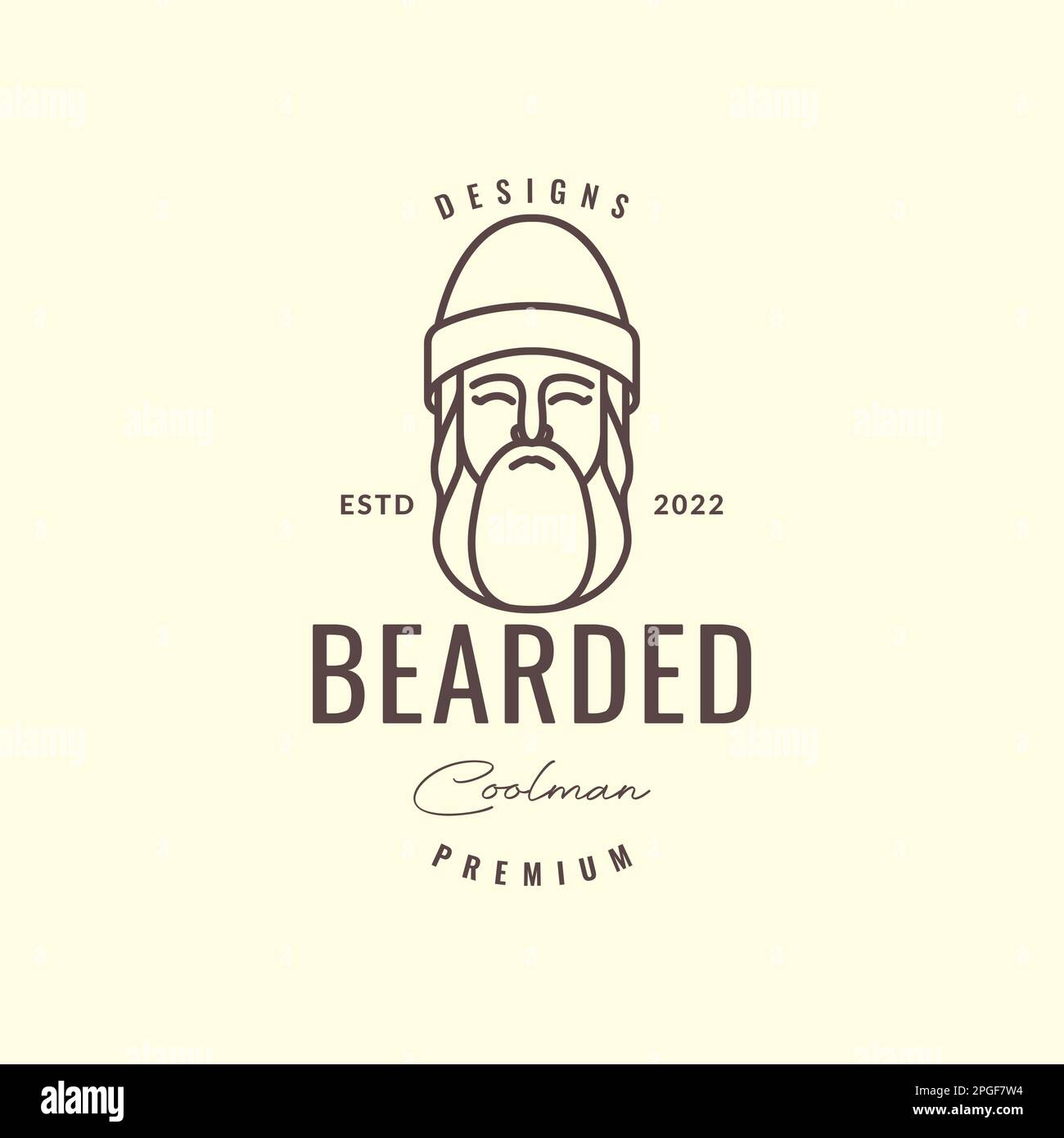 cool man visage tête bushy barbe porter bonnet beanie coloré mascotte hippster vintage logo design vector Illustration de Vecteur