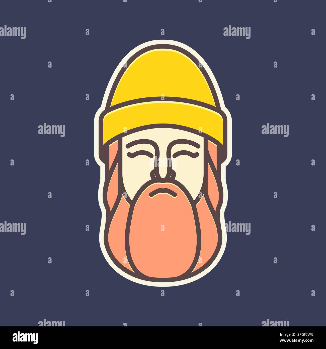 cool man visage tête bushy barbe porter bonnet chapeau coloré mascotte autocollant logo design vecteur Illustration de Vecteur