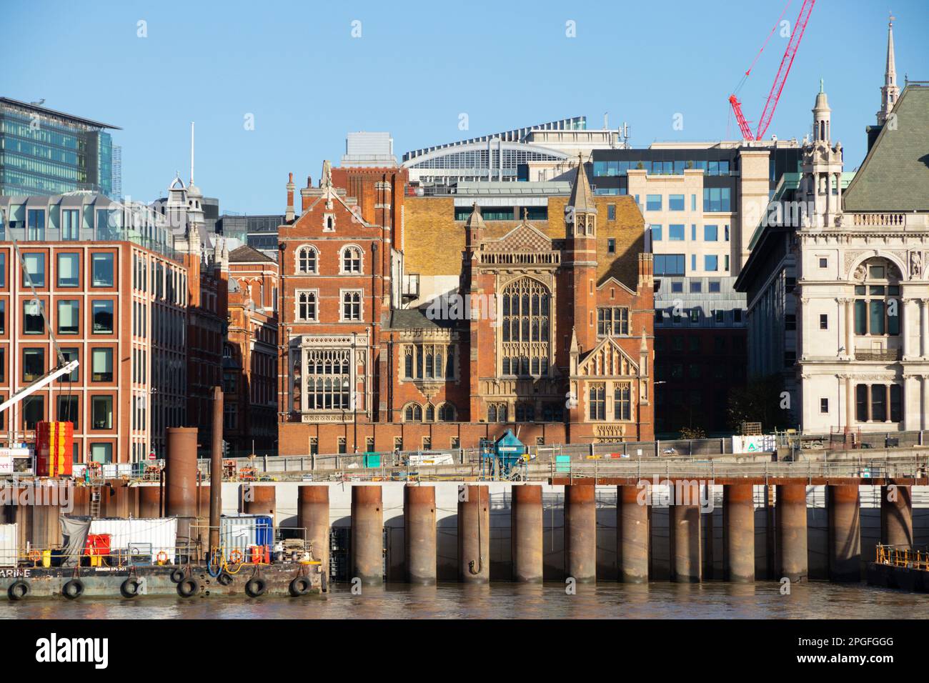 Thames Tideway tunnel en construction à Blackfriars Bridge, Londres, Royaume-Uni Banque D'Images