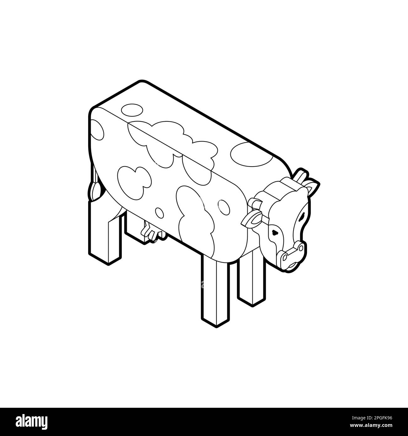 Type isométrique de vache isolé. Illustration vectorielle Illustration de Vecteur