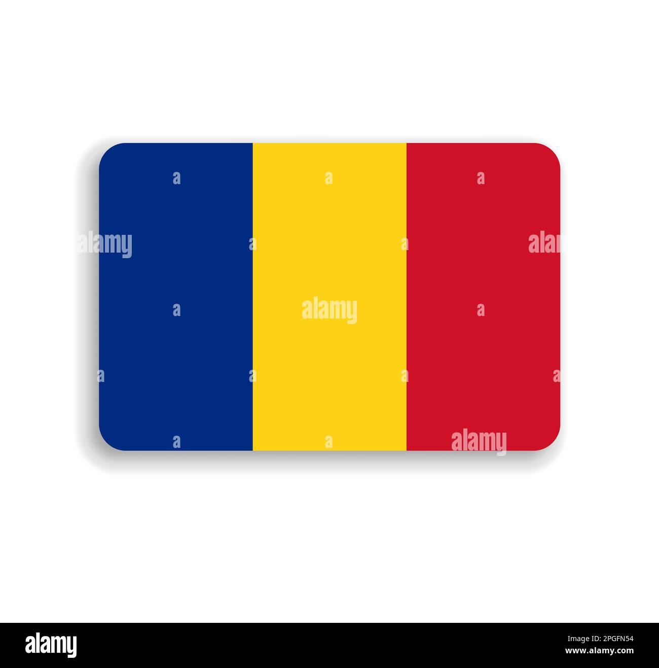 Drapeau de Roumanie - rectangle vectoriel plat avec coins arrondis et ombre portée. Illustration de Vecteur
