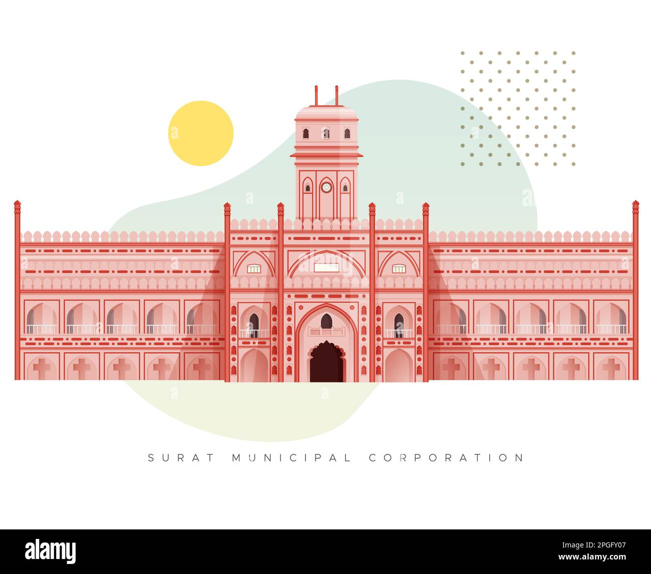 Surat Municipal Corporation - Mughal Sarai - icône Illustration comme fichier EPS 10 Illustration de Vecteur