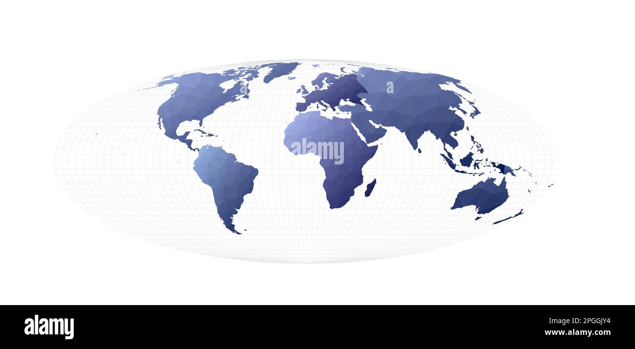 Carte du monde de style poly bas. Projection Bromley. Illustration vectorielle moderne. Illustration de Vecteur