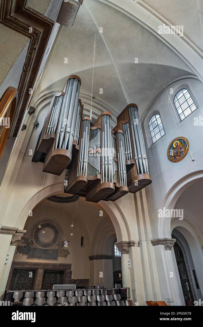 L'orgue, église paroissiale néo-romane de Saint Anne à Lehel, Munich, Bavière, Allemagne Banque D'Images