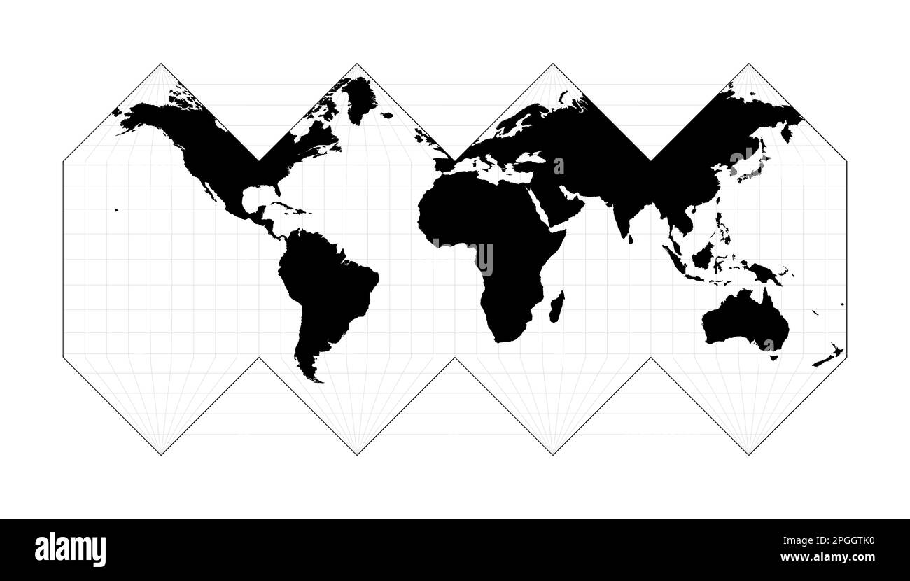 Carte du monde vectorielle EPS10. Projection HEALPix. Carte géographique du monde simple avec des lignes graticules. Illustration vectorielle. Illustration de Vecteur