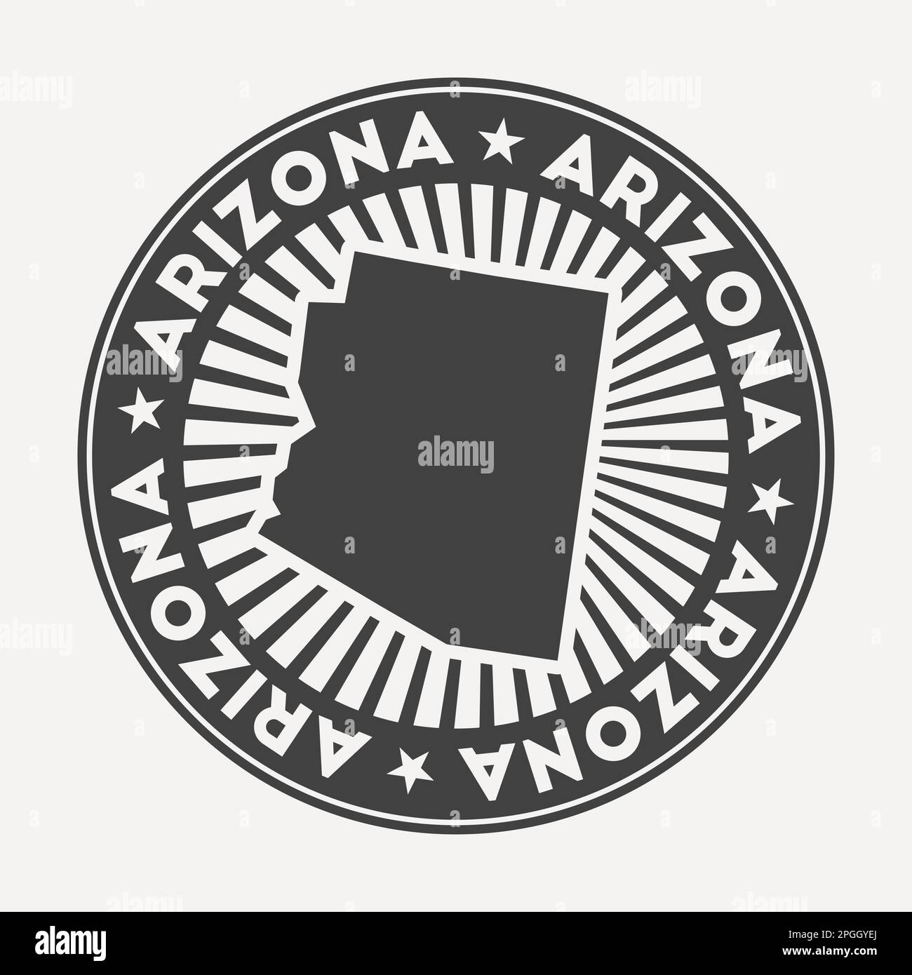 Logo rond Arizona. Badge de voyage vintage avec le nom circulaire et la carte de l'état américain, illustration vectorielle. Illustration de Vecteur