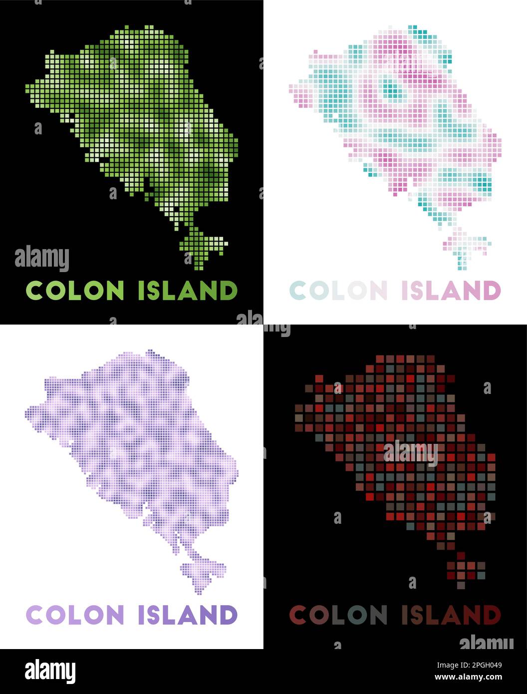 Carte de Colon Island. Collection de cartes de Colon Island en pointillé. Illustration vectorielle. Illustration de Vecteur