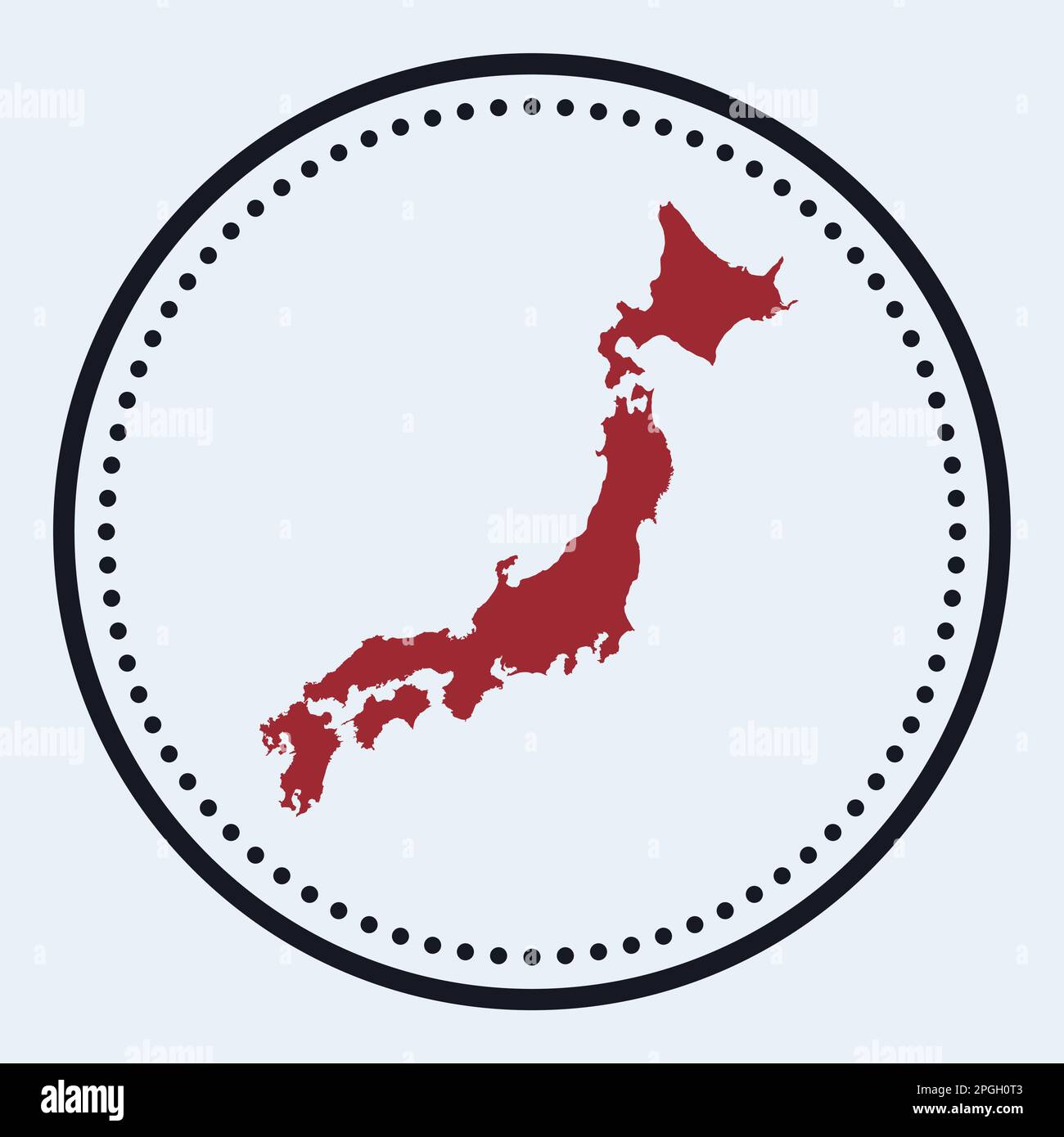 Timbre rond du Japon. Logo rond avec carte du pays et titre. Badge minimaliste élégant du Japon avec carte. Illustration vectorielle. Illustration de Vecteur