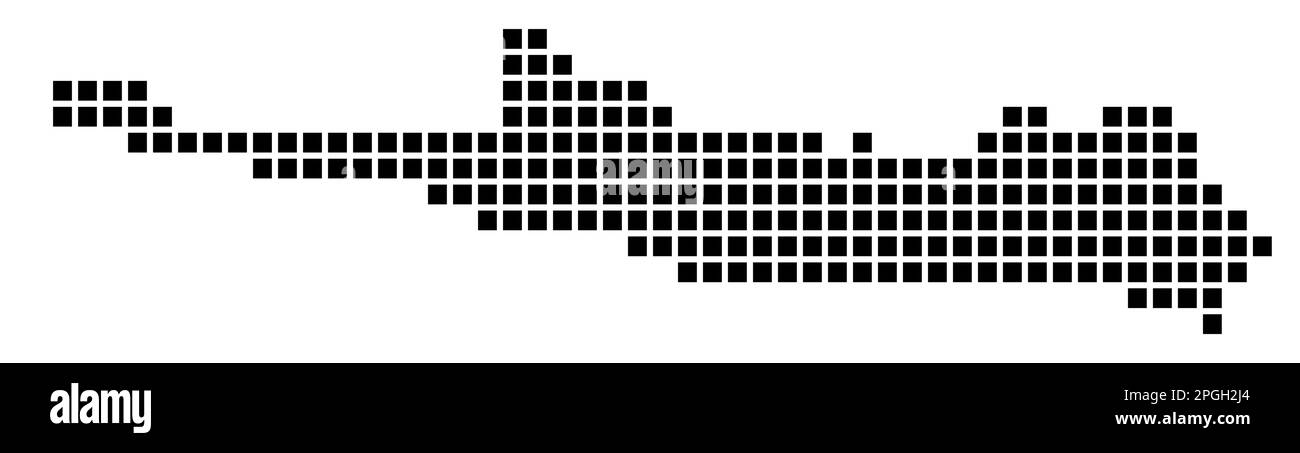 Carte de Paradise Island. Carte de Paradise Island en style pointillé. Bordures de l'île remplies de rectangles pour votre conception. Illustration vectorielle. Illustration de Vecteur