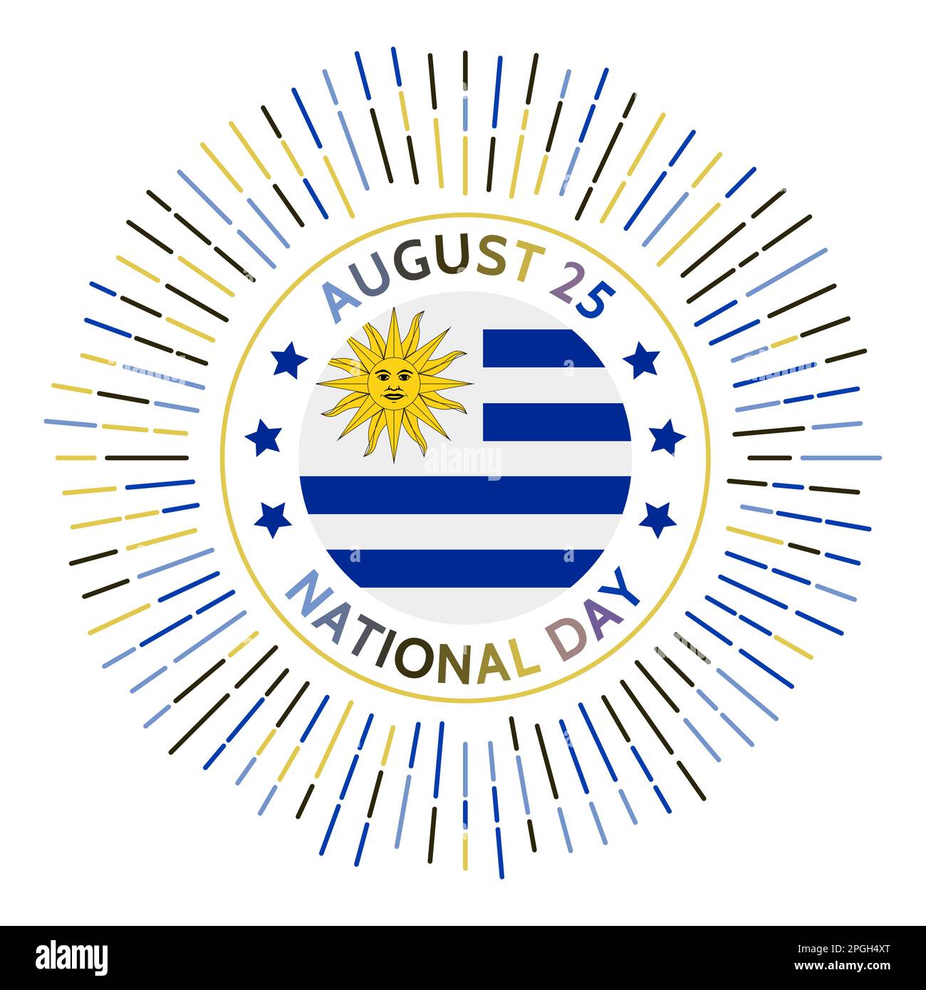 Badge de jour national de l'Uruguay. Déclaration d'indépendance de l'Empire du Brésil. Célébré le 25 août. Illustration de Vecteur