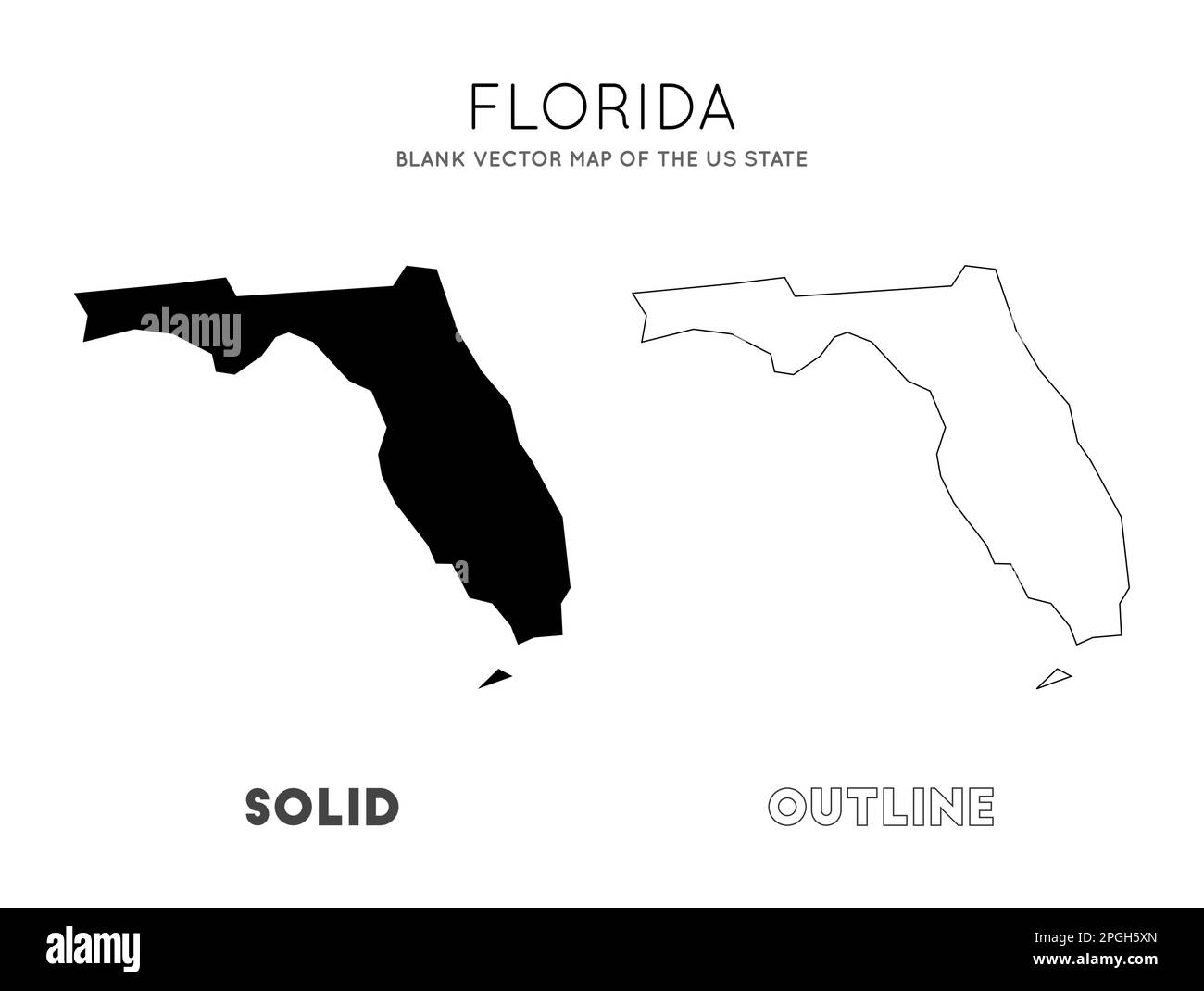 Carte de Floride. Carte vectorielle vierge de l'État américain. Borders of Florida pour votre infographie. Illustration vectorielle. Illustration de Vecteur