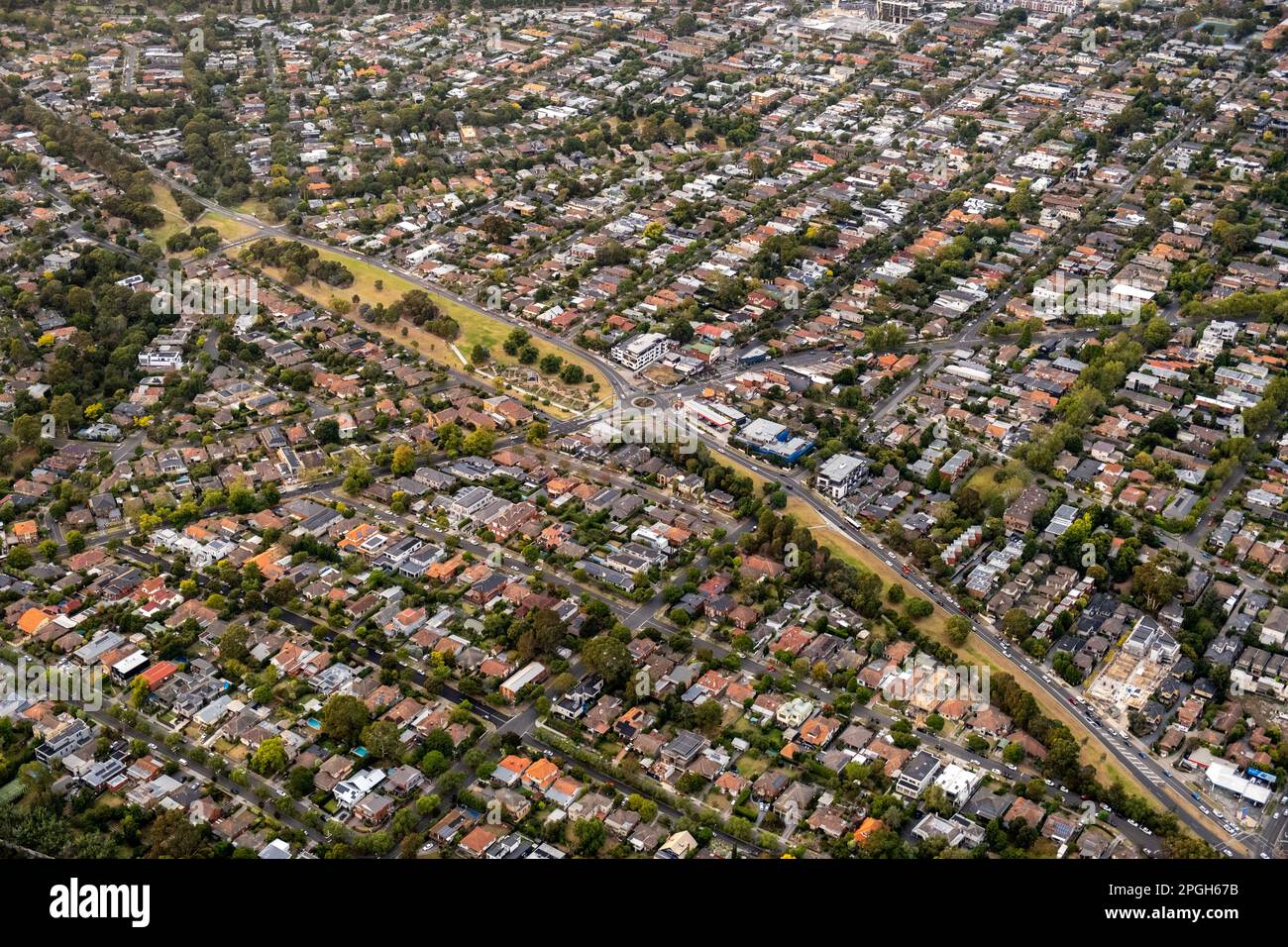 Vue aérienne de la banlieue de Melbourne à Victoria, Australie Banque D'Images