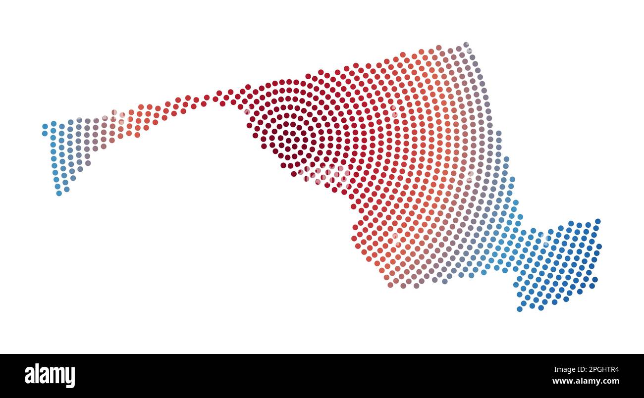 Carte en pointillés du Maryland. Forme de style numérique du Maryland. Icône Tech de l'état américain avec des points dégradés. Illustration vectorielle à la mode. Illustration de Vecteur