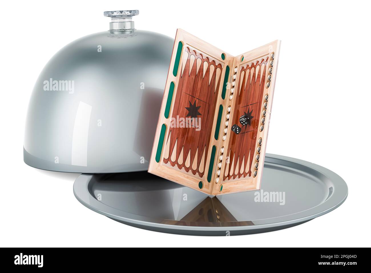 Restaurant cloche avec backgammon, 3D rendu isolé sur fond blanc Banque D'Images