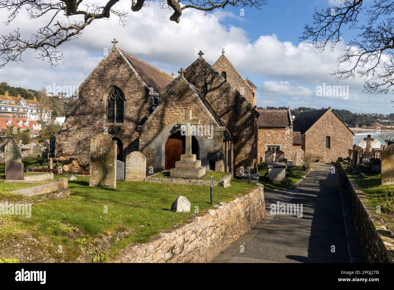 L'église de St Brelade sur l'île de Jersey Banque D'Images