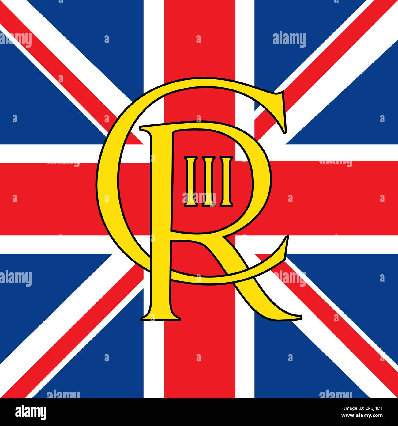Charles III troisième symbole sur le drapeau britannique, Royaume-Uni, illustration vectorielle Illustration de Vecteur