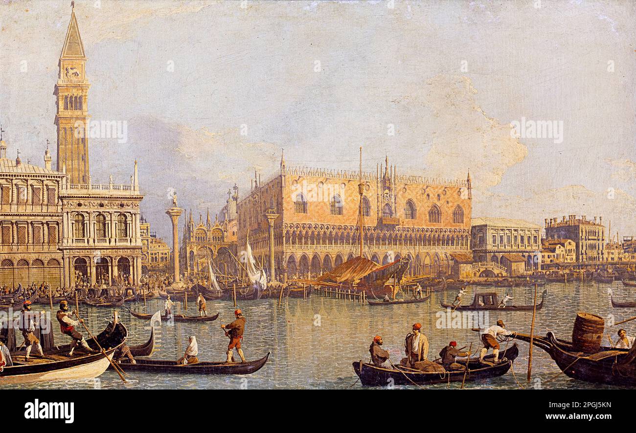 Canaletto (canal Giovanni Antonio) peinture, vue du Palais Ducal à Venise, huile sur toile, avant 1755 Banque D'Images