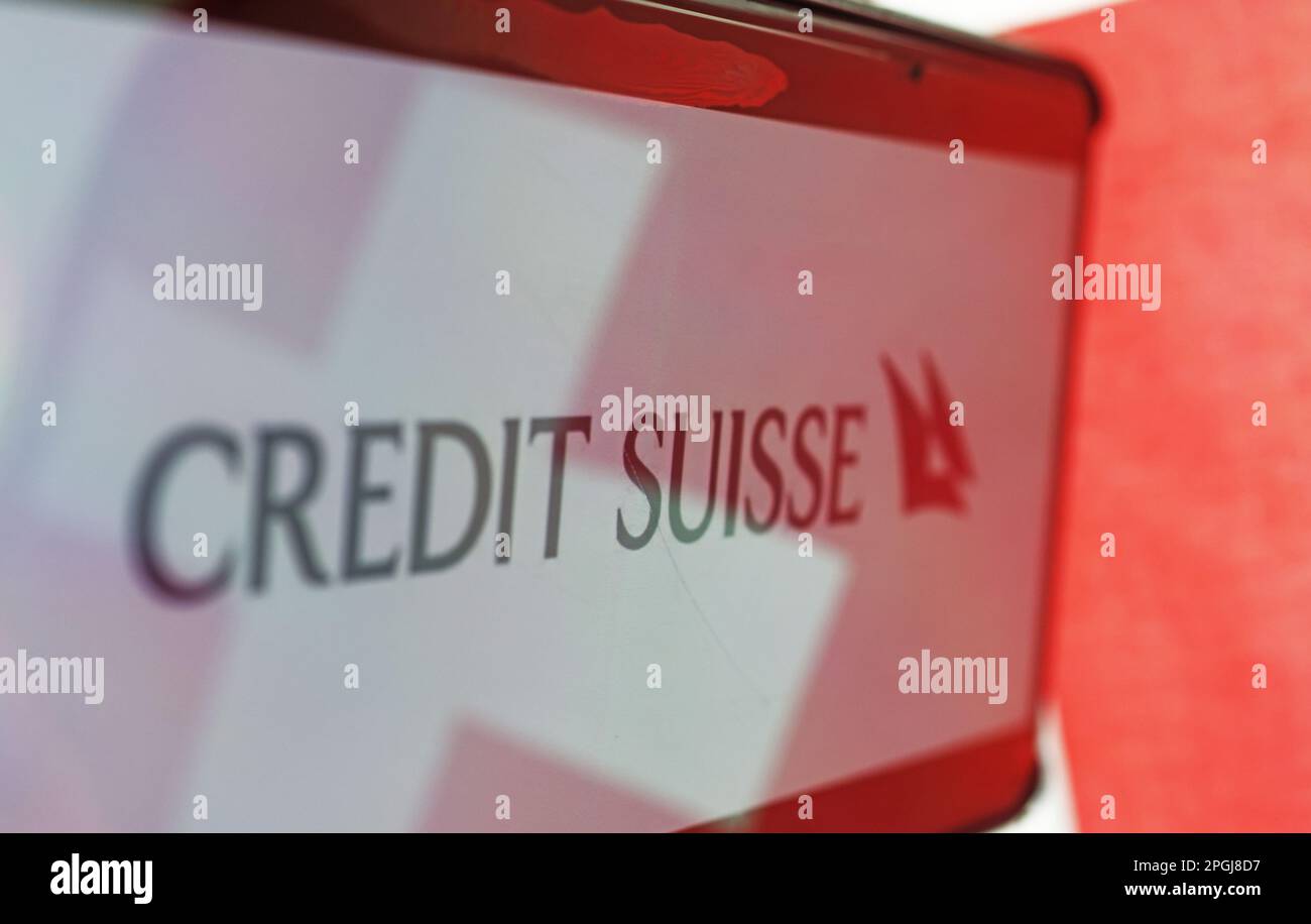 Logo de la banque du Credit Suisse. Banque D'Images