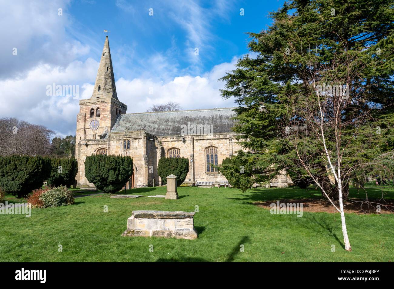 Église Saint-Laurent dans le village de Warkworth Northumberland Banque D'Images