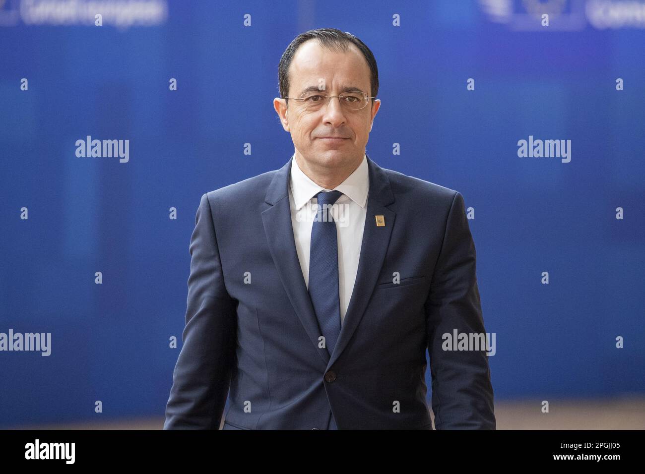 Bruxelles, Belgique. 23rd mars 2023. Le président de Chypre, Nicos Anastasiades, photographié lors des arrivées en prévision d'un sommet du conseil européen, à Bruxelles, le jeudi 23 mars 2023. BELGA PHOTO NICOLAS MATERLINCK crédit: Belga News Agency/Alay Live News Banque D'Images
