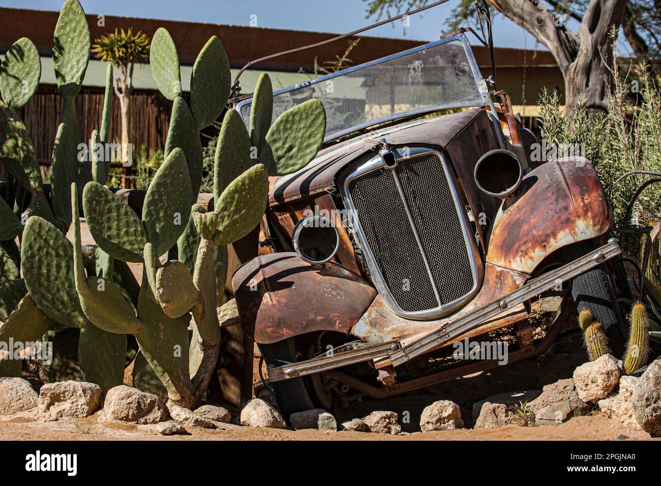 La vieille voiture de Solitaire en Namibie Banque D'Images