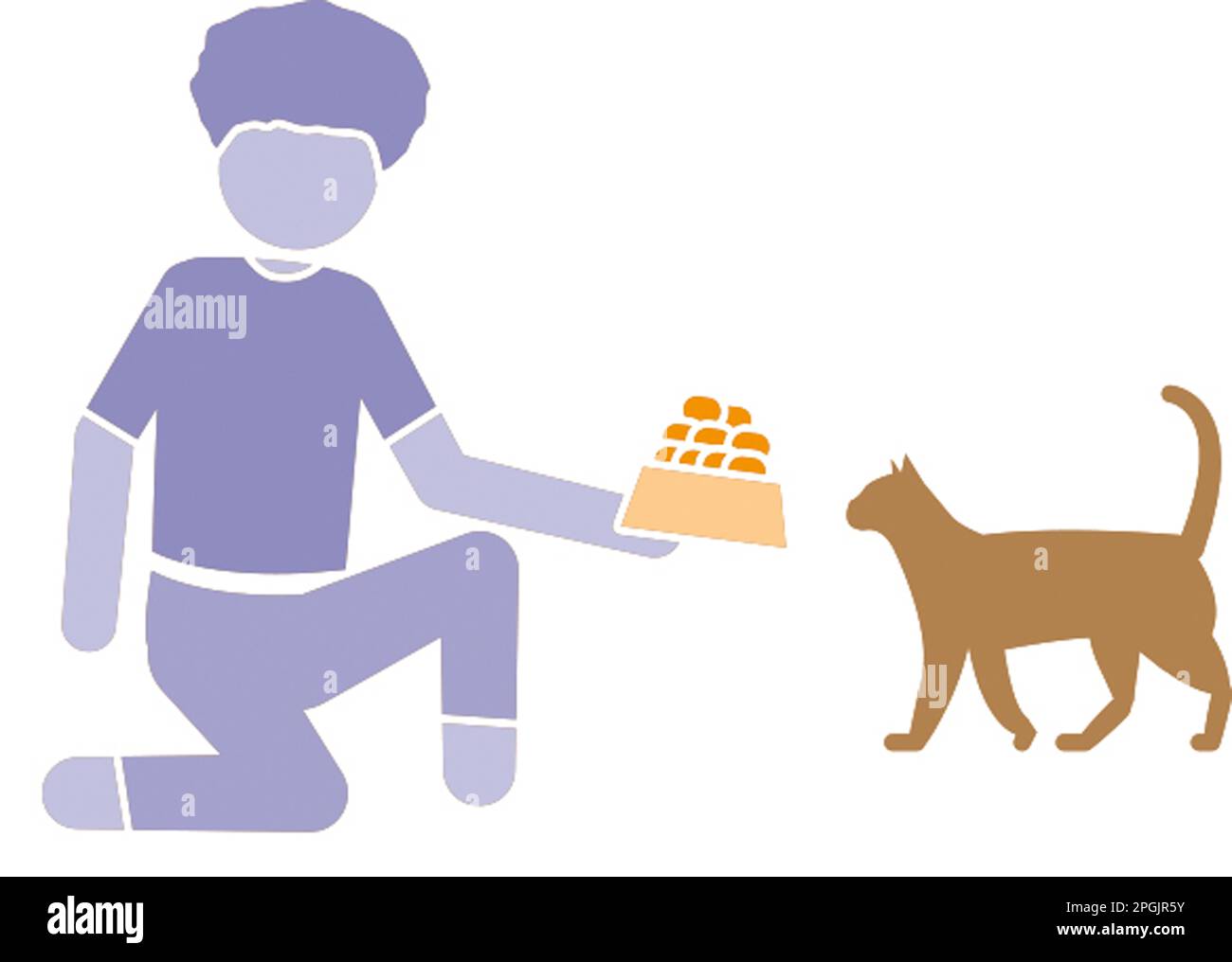 Nourrir un chat Banque D'Images