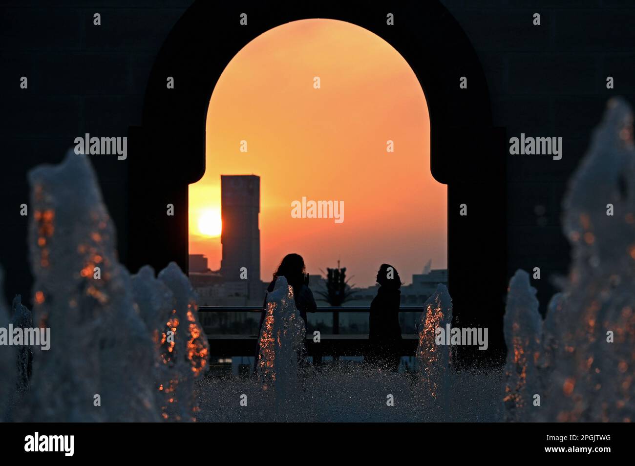 Terrasse du Musée d'art islamique par l'architecte I. M. PEI, Doha, Qatar Banque D'Images