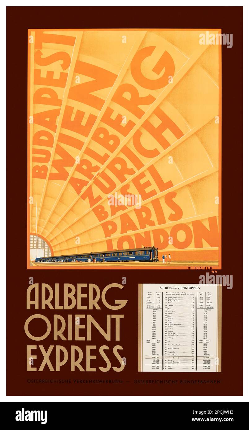 Arlberg Orient Express par Alois Mitschek (1889-1974). Affiche publiée en 1931 en Autriche. Banque D'Images
