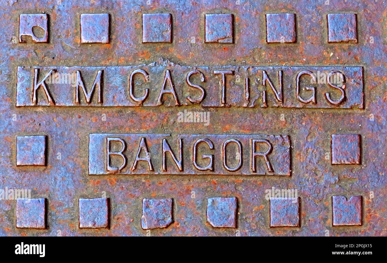 Rouille KM moulages grille gaufrée Bangor, pays de Galles, Royaume-Uni Banque D'Images