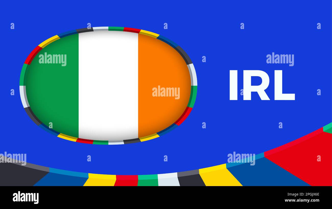 Drapeau irlandais stylisé pour la qualification de tournoi de football européen. Drapeau sur fond vectoriel. Illustration de Vecteur