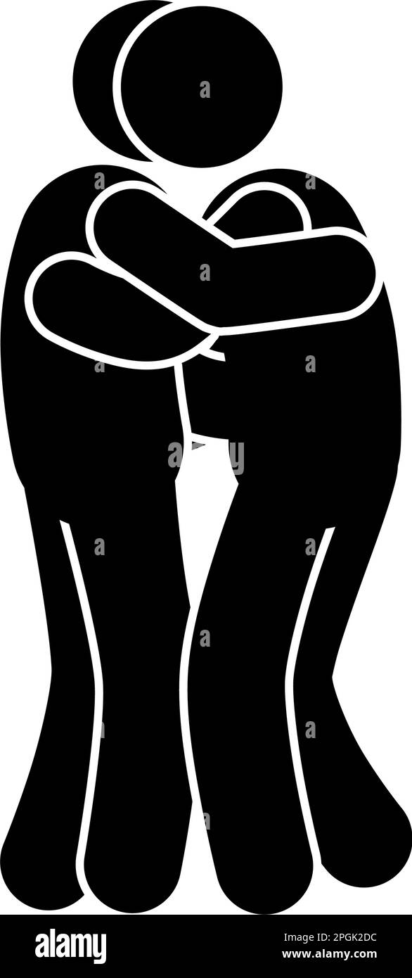 silhouette de personnes qui se secouent les mains et qui s'embrasent, amitié Illustration de Vecteur