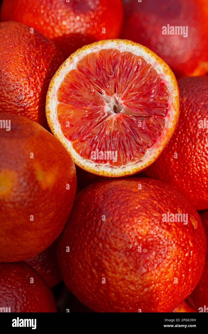 Italie, Sicile, fruits rouges oranges Banque D'Images