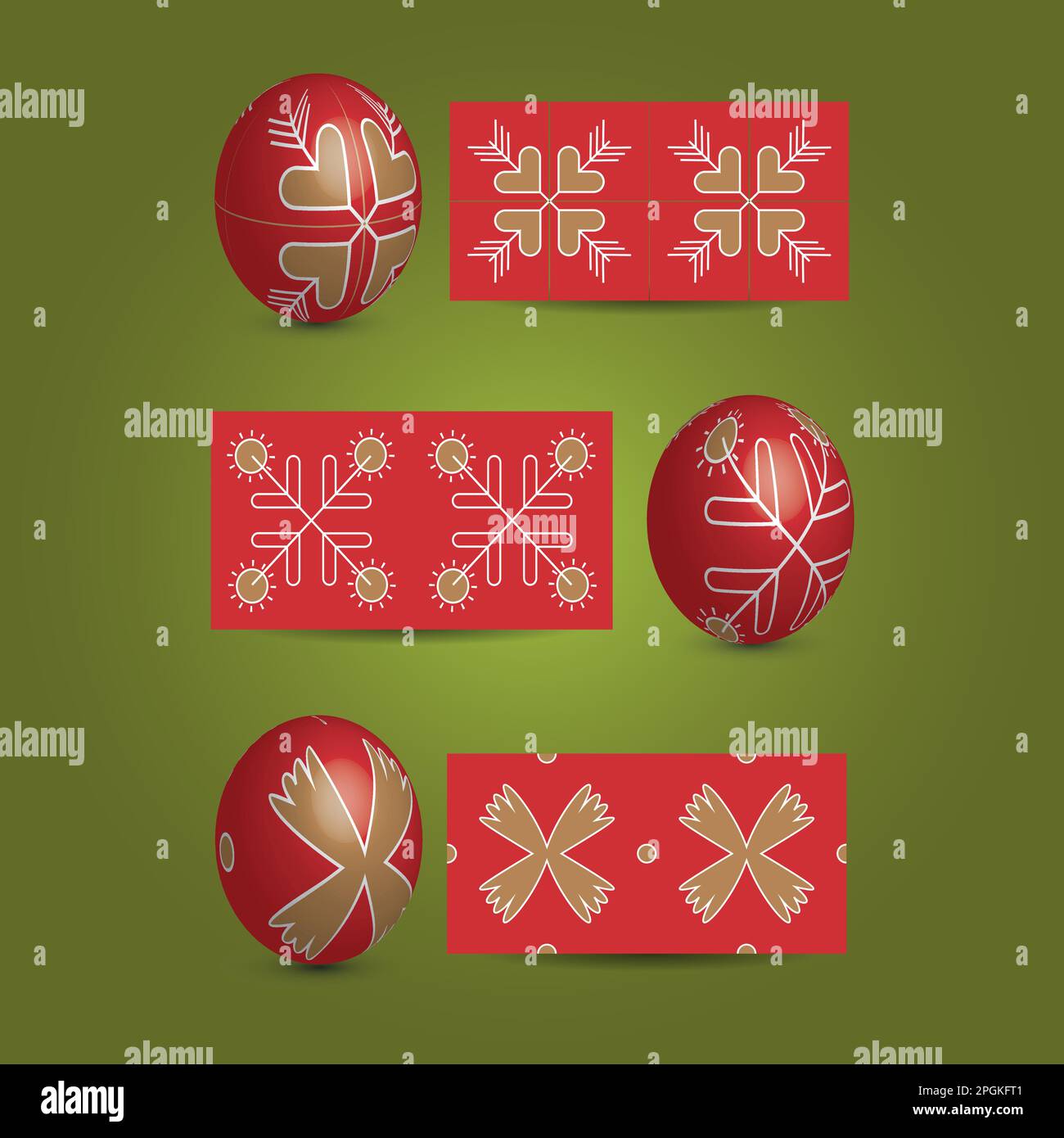 Œufs de Pâques et motifs ornementaux Illustration de Vecteur