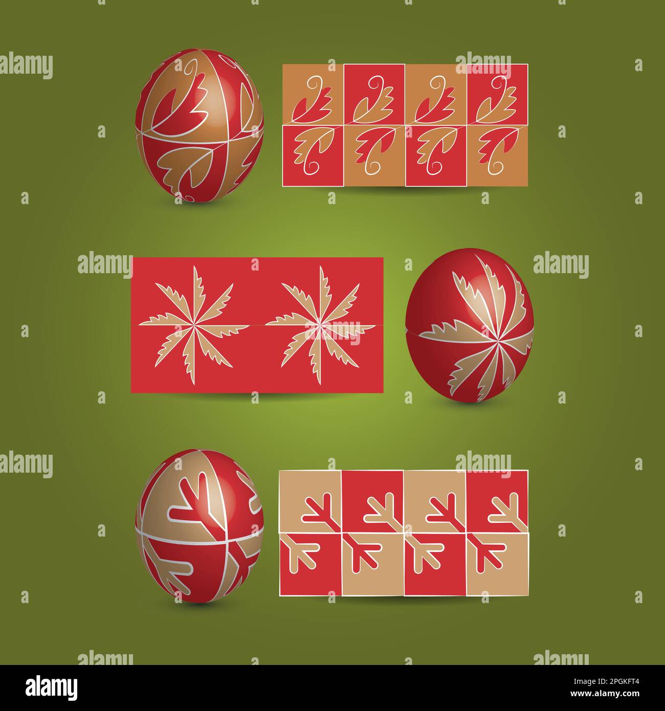 Œufs de Pâques et motifs ornementaux Illustration de Vecteur