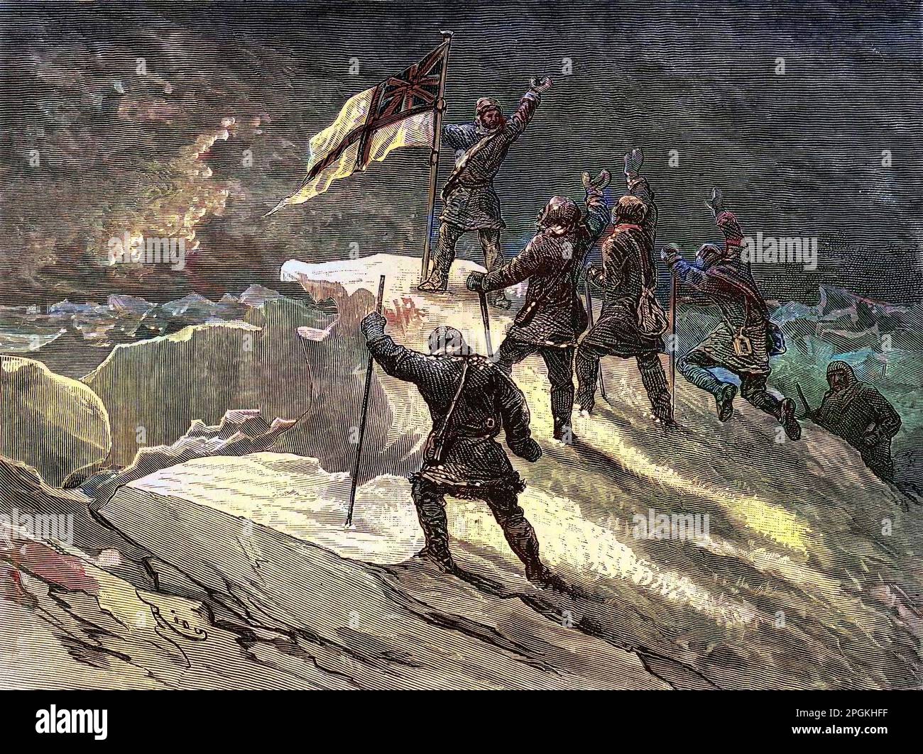 Le capitaine George Strong Nares (1831-1915) a planté le drapeau ...