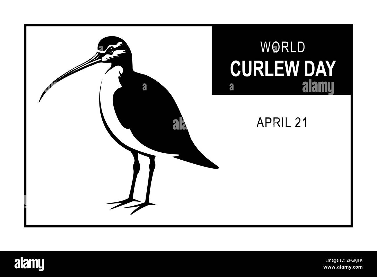 Journée mondiale du curlew. Environnement de conservation faune. Illustration vectorielle. Banque D'Images