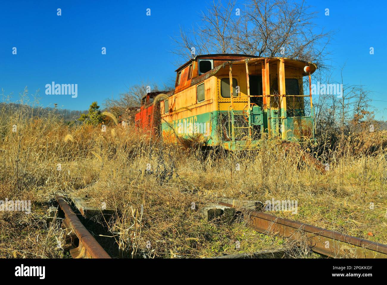 Collection de matériel roulant de chemin de fer abandonné Banque D'Images