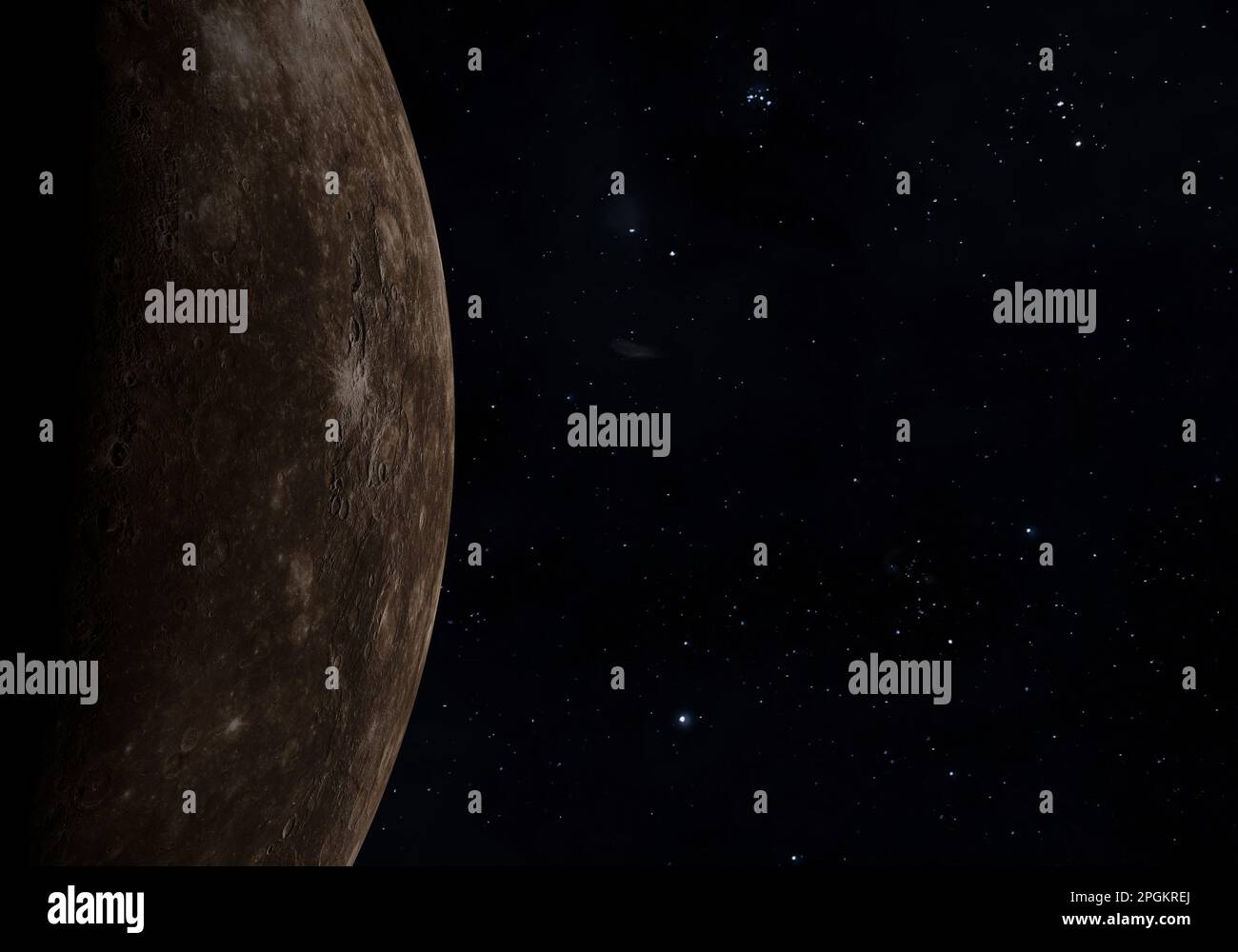 L'espace, la nébuleuse et la planète Mercure. Exploration spatiale. Banque D'Images