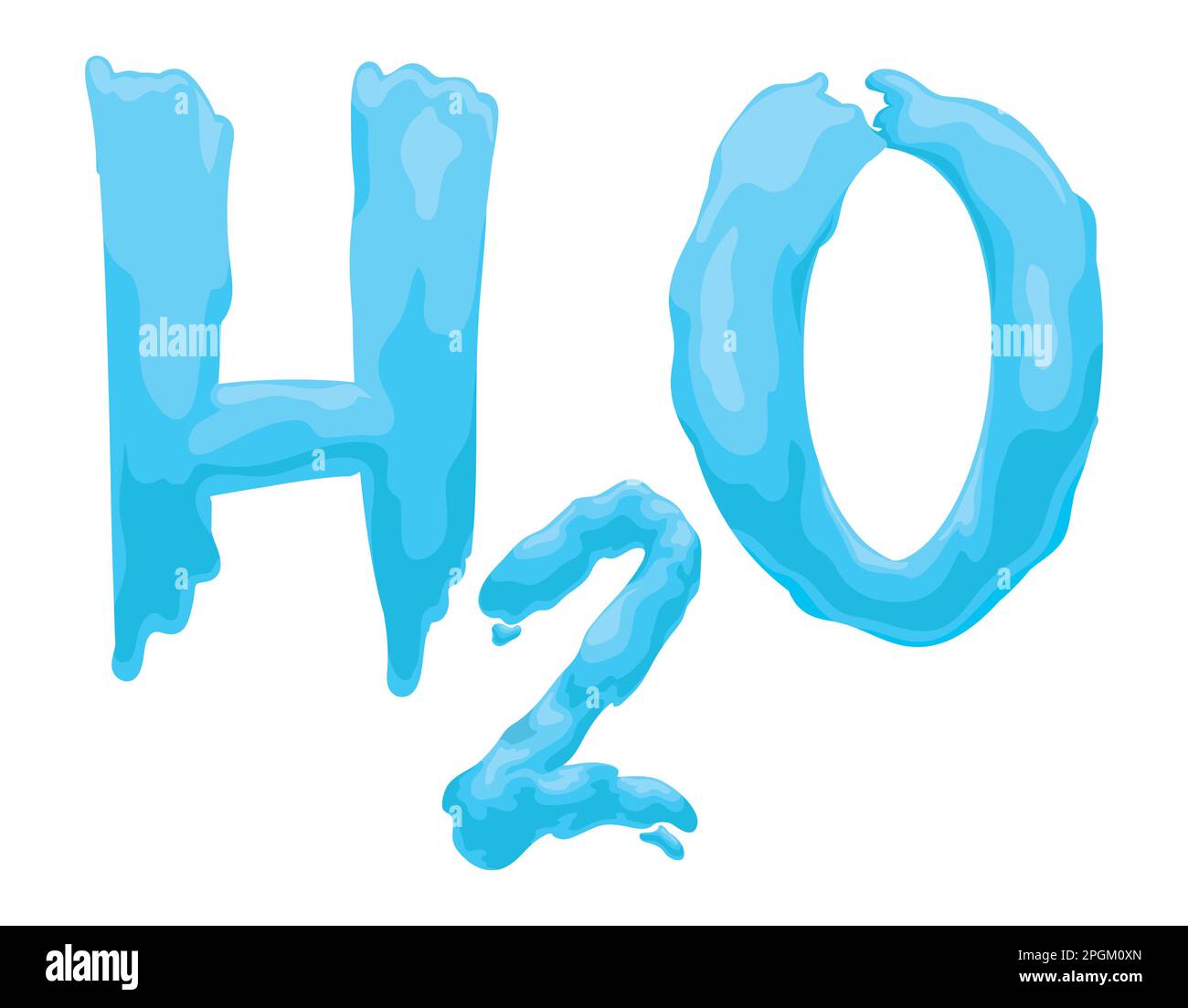 H2O affiche bleue et aqueuse de style dessin animé sur fond blanc. Illustration de Vecteur