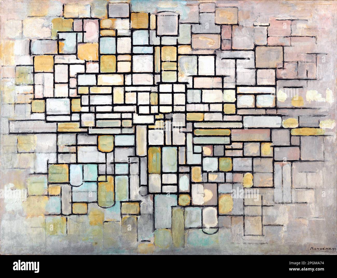 Composition no II par Piet Mondrian (Mondriaan) (1872-1944), huile sur toile, 1913 Banque D'Images
