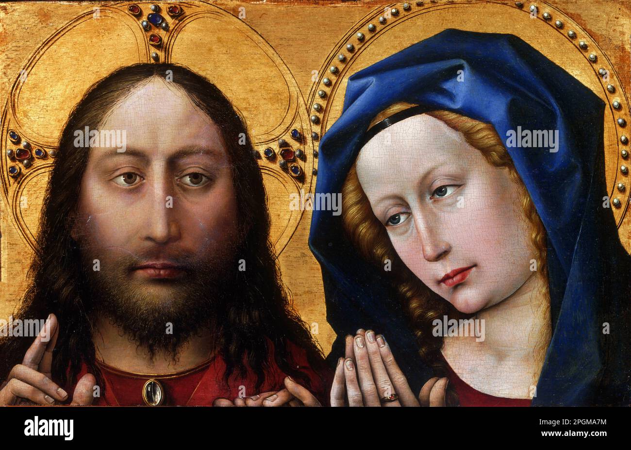 Christ et la Vierge par Robert Campin (1375-1444), huile et or sur panneau, c. 1430-35 Banque D'Images