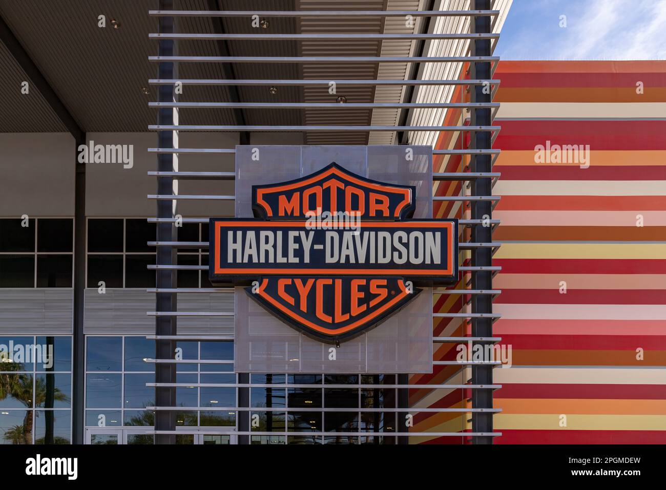 Une photo du logo Harley-Davidson. Banque D'Images