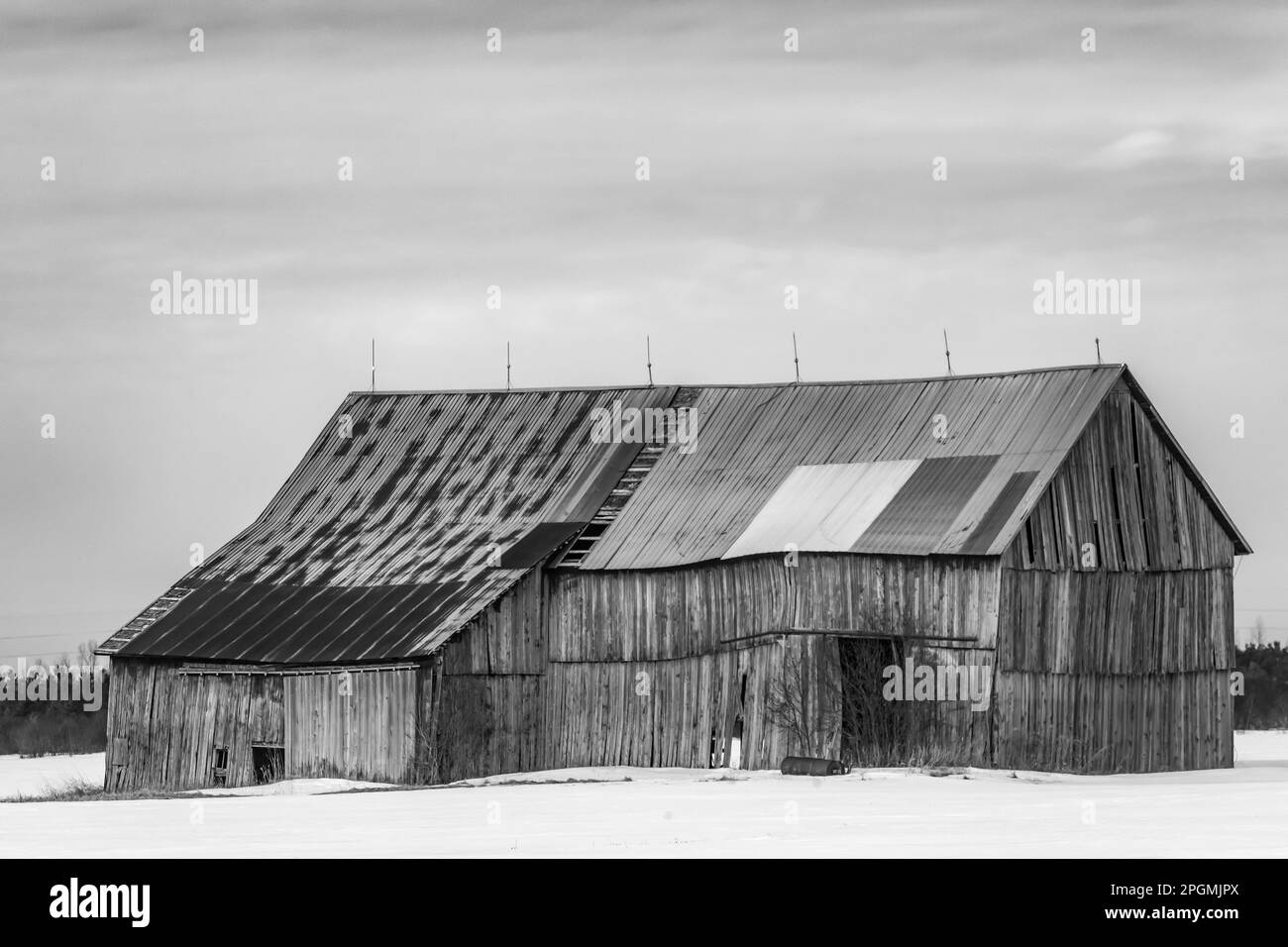 Ancienne grange classique près de Rudyard, Upper Peninsula, Michigan, États-Unis [aucune autorisation de propriété ; licence éditoriale uniquement] Banque D'Images